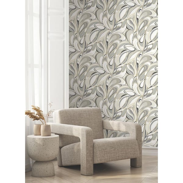 Grey Achate Black and Grey Non-Pasted Non-Woven Metallic Wallpaper