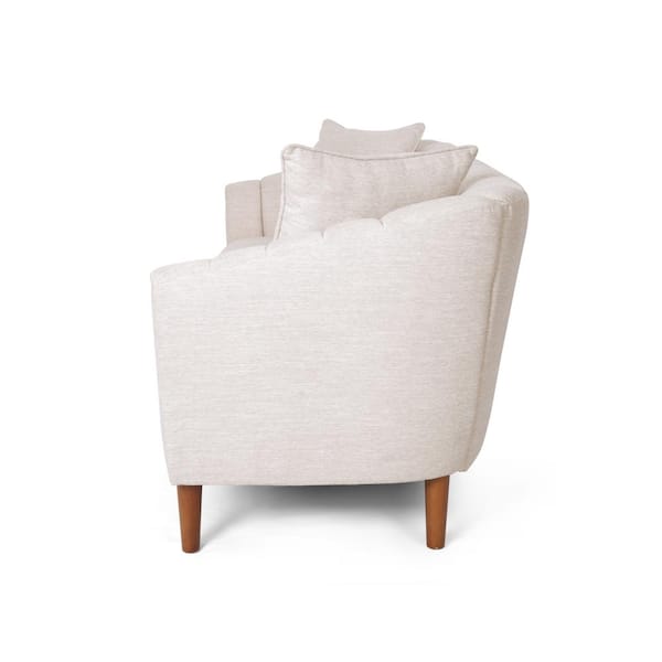 Noble House - Ansonia 84.5 in. Beige Solid Fabric 3-Seat Tuxedo Sofa