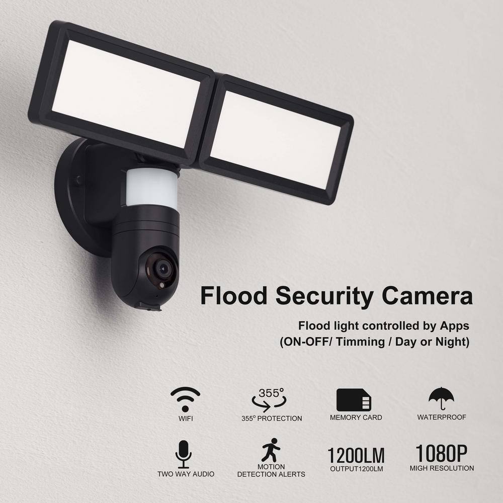 Black Acrylic Wi-Fi Outdoor Security Flood Light with Motion Sensor