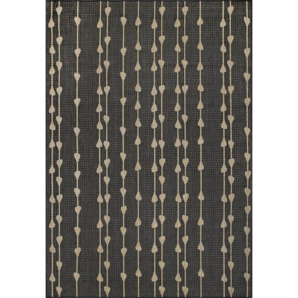 Kiernan Vertical Teardrop Stripe Charcoal 4 ft. x 6 ft. Indoor/Outdoor Patio Area Rug -  nuLOOM, GBCB35B-406