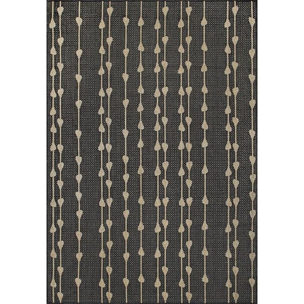 nuLOOM Kiernan Vertical Teardrop Stripe Charcoal 8 ft. x 10 ft. Indoor/Outdoor Patio Area Rug