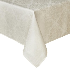 Lexington 144 in. W x 70 in. L White Damask Cotton Blend Tablecloth