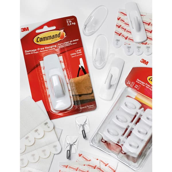 Command Mini Wall Hooks, White, Damage Free Decorating, 24 Hooks and 28  Command Strips 17006-24ES - The Home Depot