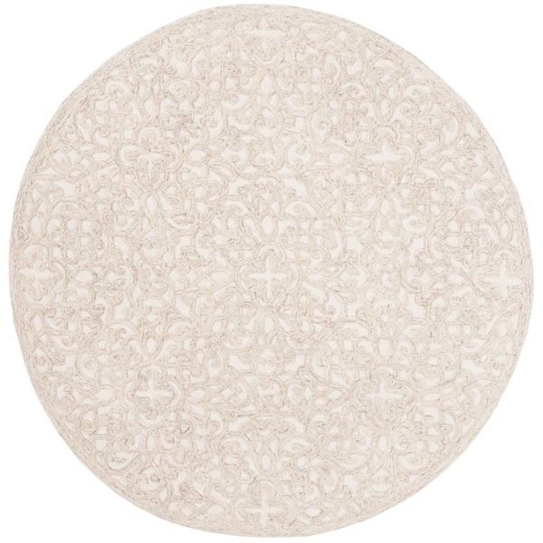 SAFAVIEH Trace Camel/Ivory 6 ft. x 6 ft. Round Geometric Area Rug