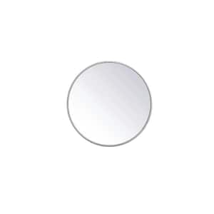 Timeless Home 18 in. W x 18 in. H x Midcentury Modern Metal Framed Round Silver Mirror