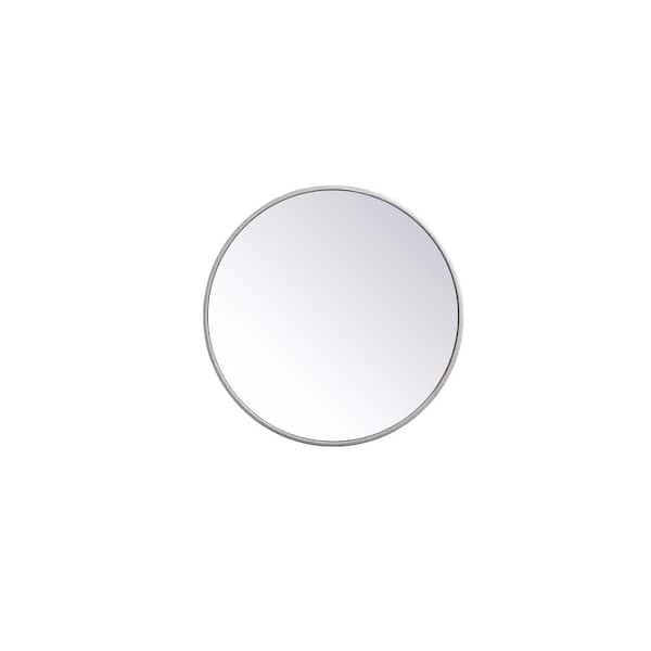 Unbranded Small Round Silver Modern Mirror (18 in. H x 18 in. W)