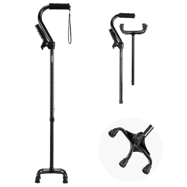 10-Level Adjustable Quad Walking Cane, 4-Pronged Base, Lightweight Aluminum, 250LBS. Capacity for Seniors Adults