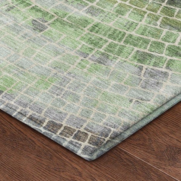 Mayfield Premium Machine Washable Abstract AMF2524 Aloe 9 ft. x 12 ft. Area Rug