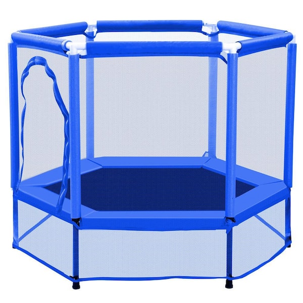 SUNRINX 55 in.Blue Round Mini Toddler Trampoline with Safety