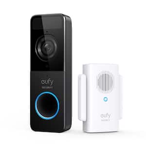 Video Doorbell 1080p Wi-Fi Wireless Smart Video Camera with Chime in Black