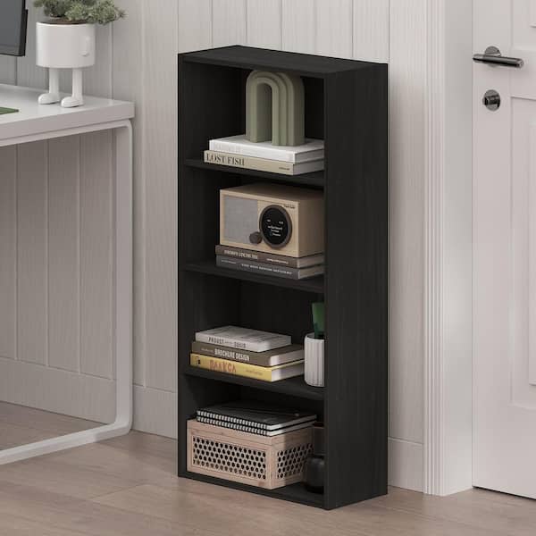 Basic 35.04 in. Tall Espresso Wood 4-Shelf Open Shelf Bookcase
