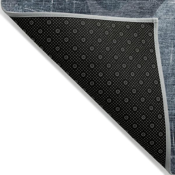 Gray, Blue 5 ft. x 8 ft. Woven Abstract Polyester Rectangle Indoor / Outdoor Area Rug