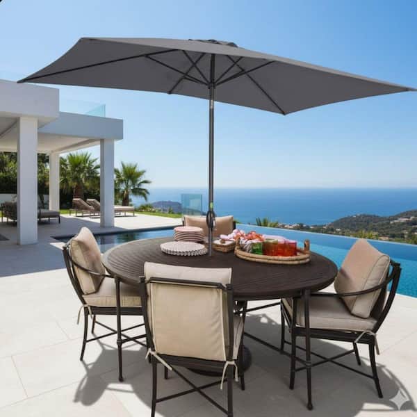 gray rectangular patio umbrella FIM Flexy Aluminum 10' x 16' Offset Enjoy the outdoors under the shade of this wonderful rectangular patio umbrella.Covering a wide area with its easy crank lift design Outsunny, Patio Umbrella, 15' Steel