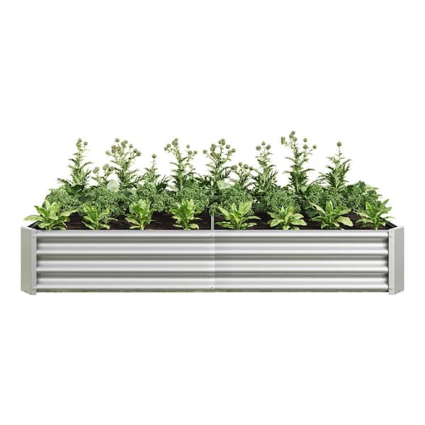 COOLSHARK 6x3x1ft Deep Raised Garden Bed, Large Rectangle Planter Anti-Rust Metal Garden Box, Outdoor Planter for Plant, Silver
