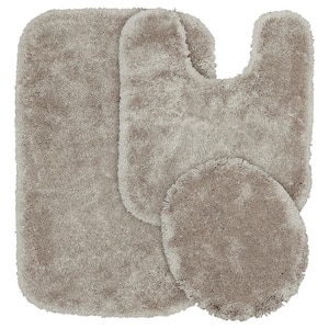 Finest Luxury Taupe 21 in. x 34 in. Washable Bathroom 3-Piece Rug Set