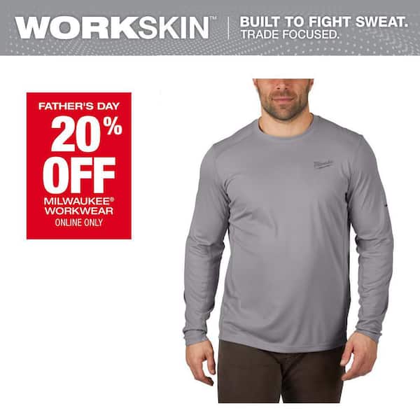 Men's Work Skin Large Gray Light Weight Performance Long-Sleeve T-Shirt