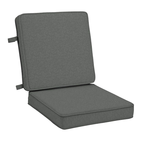 ARDEN Foam Outdoor Double Welted Dining Chair Cushion 20 x 20 Made with ProFoam, Heathered Charcoal Woven Solid