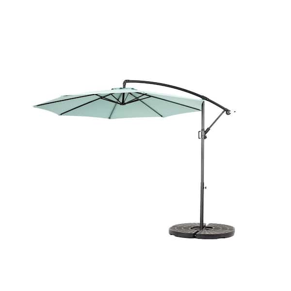 Unbranded Cantilever Umbrella, 10 ft. Powder Coated Steel Cantilever Offset Hanging Patio Umbrella in Light Green