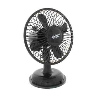 5 in. Oscillating Desk Fan with Dual Battery and USB Power in Black
