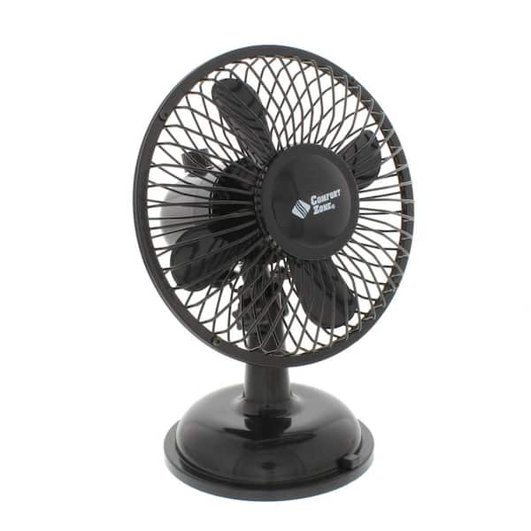 Comfort Zone 5 in. Oscillating Desk Fan with Dual Battery and USB Power in Black