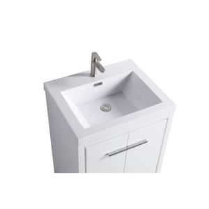 23.74 in. x 19.7 in. D x 35 in. H Single Sink Bath Vanity in White with White Ceramic Top