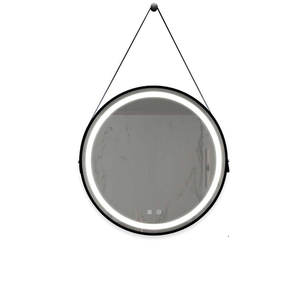 24 in. W x 24 in. H Round Wall Mount Bathroom Led Framed Vanity Mirror with