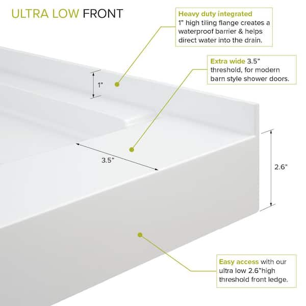 Transolid Pre-Tiled 60 in. L x 36 in. W Alcove Shower Pan Base with  Right-Hand Drain in Off-White Hexagon FPT6036R-HO - The Home Depot