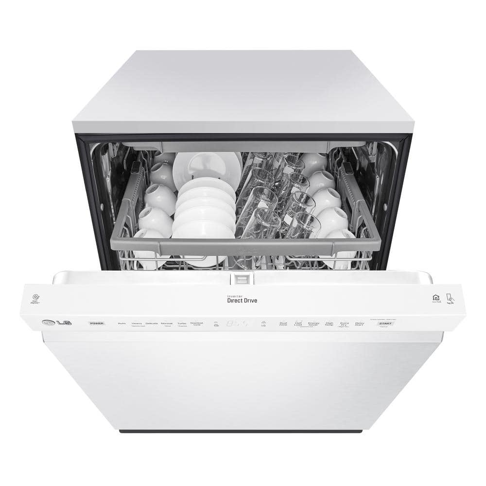 24" White Smart Front Control Dishwasher