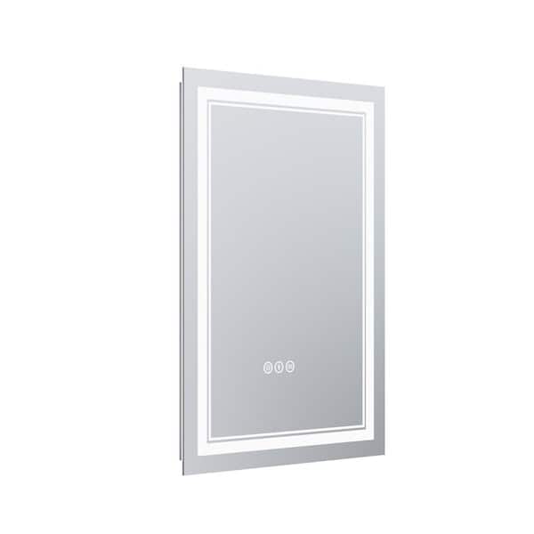 Unbranded 20 in. W x 28 in. H Frameless LED Wall Mounted Bathroom Vanity Mirror with Light Anti Fog, Dimmable,Tricolor Temperature