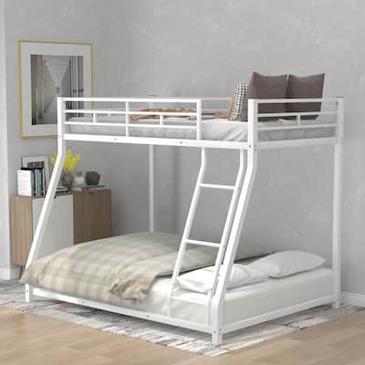 White Twin Over Full Metal Floor Bunk Bed