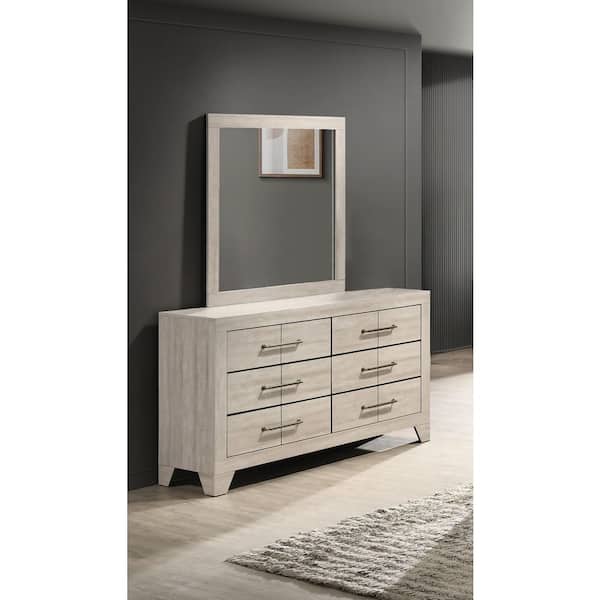 Dolce Rustic Grey Oak Color 6-Drawer 16.25 in. W Dresser with Mirror