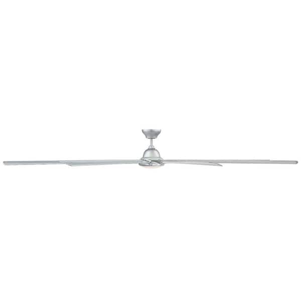 Hydra 10 ft. Integrated LED Indoor/Outdoor Titanium Silver 8-Blade Downrod Mount Smart Ceiling Fan 2700K + Wall Control