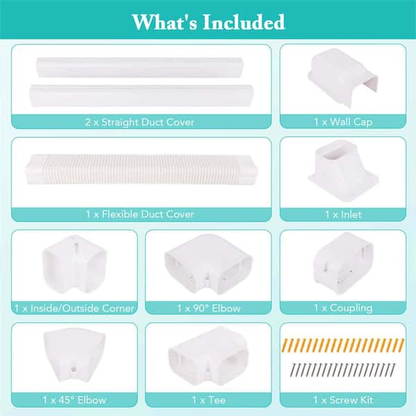 7,6 Cm Split-Klima Line Set Abdeckung – 4,8 M, PVC, Weiß, Für Außenwand