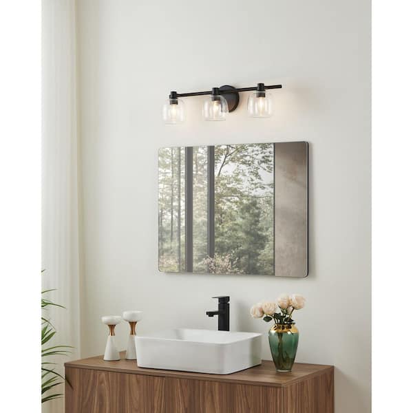 Thesis Valentina 24-in. 3-light Matte Black Vanity Light with