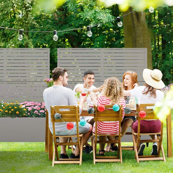 47 in. H x 47 in. W Rectanglar Grey Outdoor Metal Privacy Screen Planter Box Wall Decor in Louvered Pattern