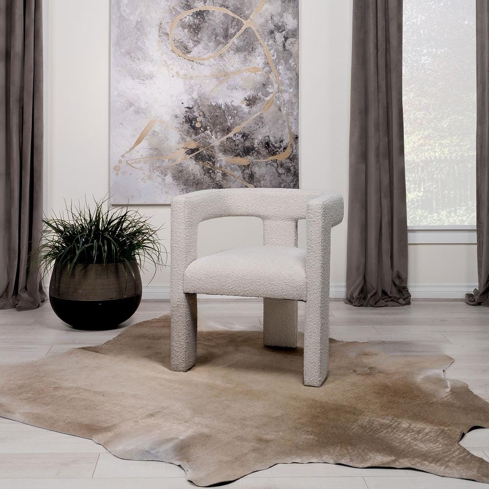 Petra White Bouclé Upholstered Modern Accent Chair