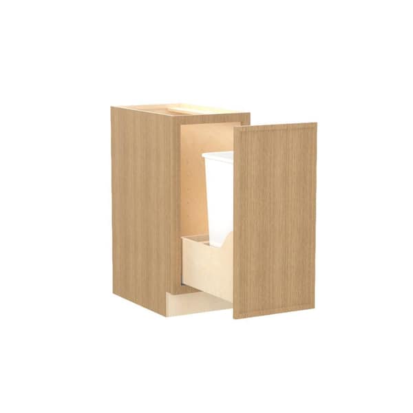 Franklin 15 in. W x 24 in. D x 34.5 in. H Assembled Plywood Trash Can Kitchen Cabinet in Vanguard Oak with Soft Close