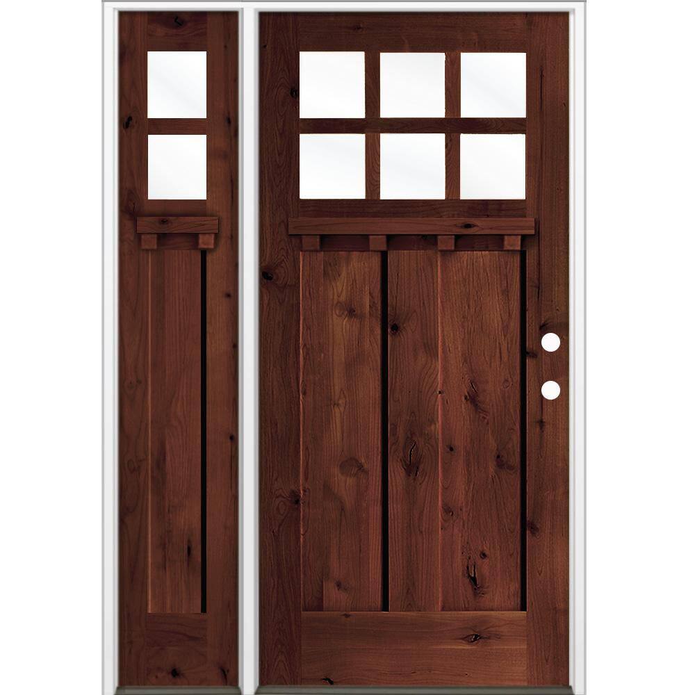 46 in. x 80 in. Knotty Alder Left-Hand/Inswing 6 Lite Clear Glass Red Mahogany Stain Wood Prehung Front Door with LSL DS price history on PriceWatchPro