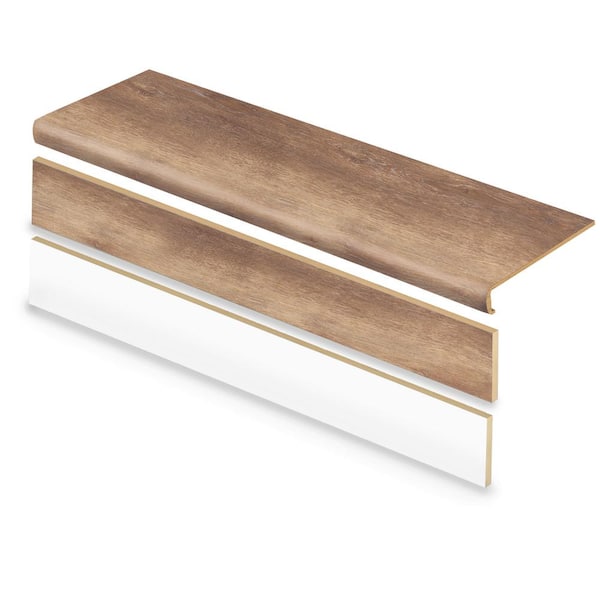 Cap A Tread Walton Oak/Silverton Falls Oak 47 in. L x 12.15 in. W x 2.28 in. T Vinyl Stair Tread and Reversible Riser Kit