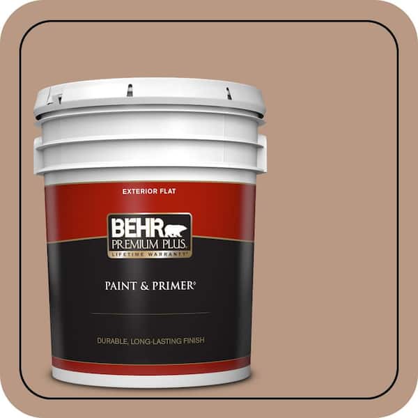 BEHR PREMIUM PLUS 5 gal. #250F-4 Stone Brown Flat Exterior Paint & Primer