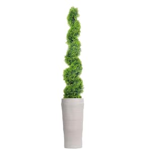 80 in. Artificial Spiral Topiary in fiberstone planter