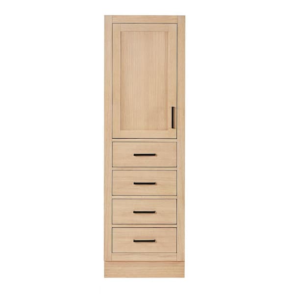 Hepburn 20 in. W x 16 in. D x 65 in. H Freestanding Bathroom Linen Storage Cabinet with Adjustable Shelves in Oak