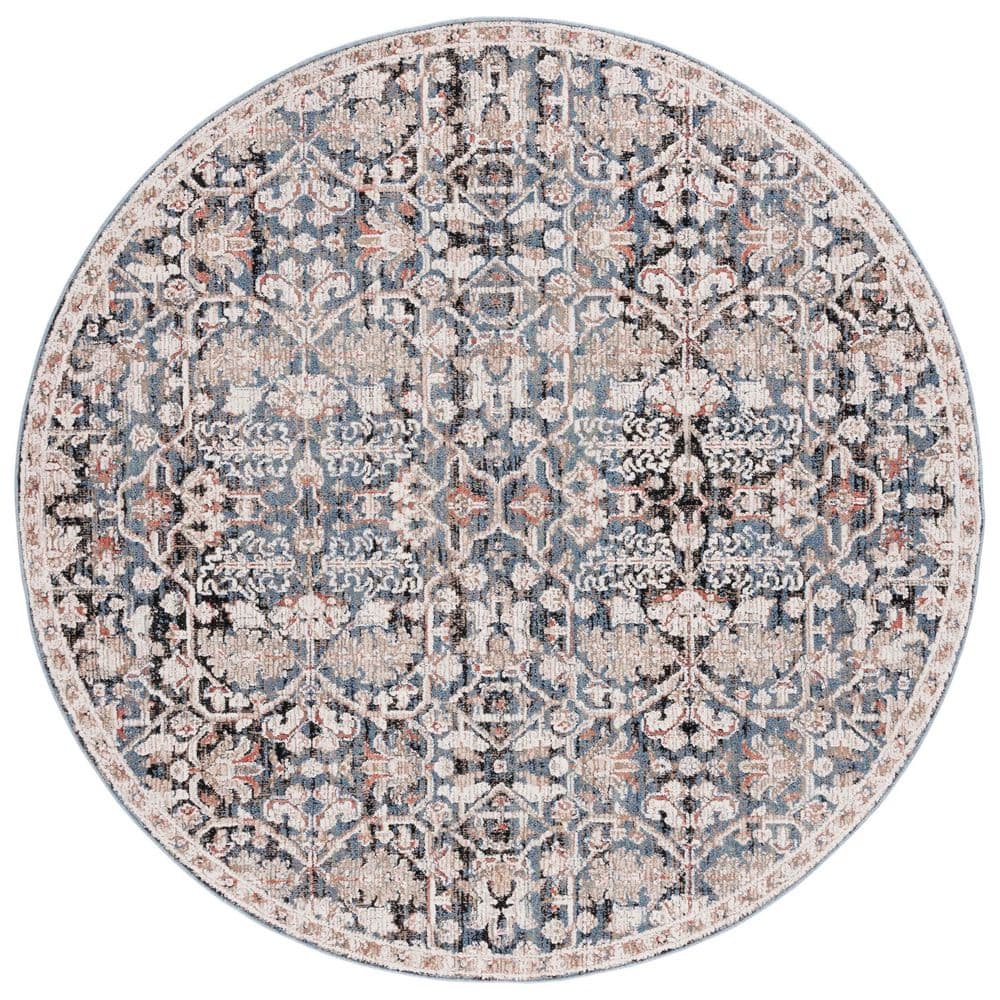 Vivaldi 7 ft. x 7 ft. Blue/Ivory Distressed Border Round Area Rug price history on PriceWatchPro