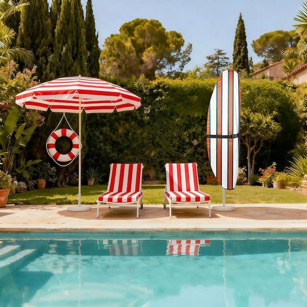 8-10 foot patio umbrella cover OGETFUUR Red Stripe Waterproof Outdoor Umbrella Cover with Zipper, Adjustable Strap and a Support Pole for 8-10 ft. Umbrella