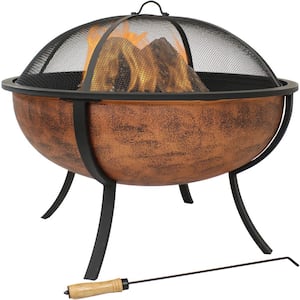25.75 in. Copper Raised Outdoor Fire Pit Bowl with Spark Screen