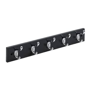 19.6 in. Black and Stainless Steel 5 Double Hook Rail