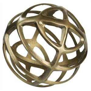 7 in. Brass Gold Metal Geometric Sphere