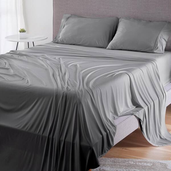 bedgear Dri-Tec 4-Piece Sheet Set Polyester Moisture Wicking Breathable Sheets Grey Full