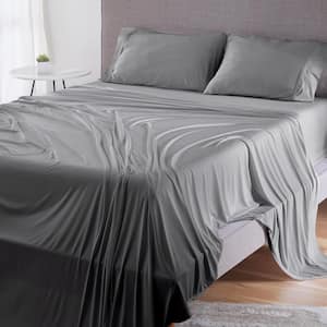 Dri-Tec 4-Piece Sheet Set Polyester Moisture Wicking Breathable Sheets Grey Queen