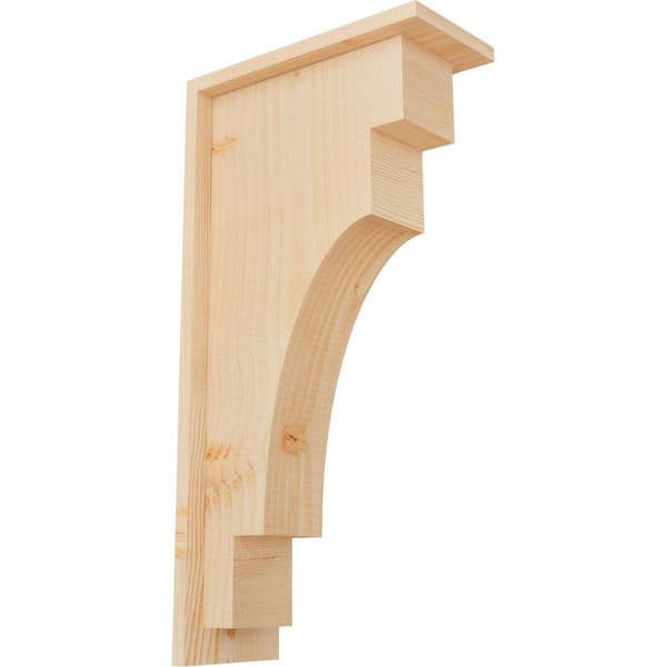 Ekena Millwork 5-1/2 in. x 12 in. x 24 in. Douglas Fir Mediterranean Smooth Corbel with Backplate
